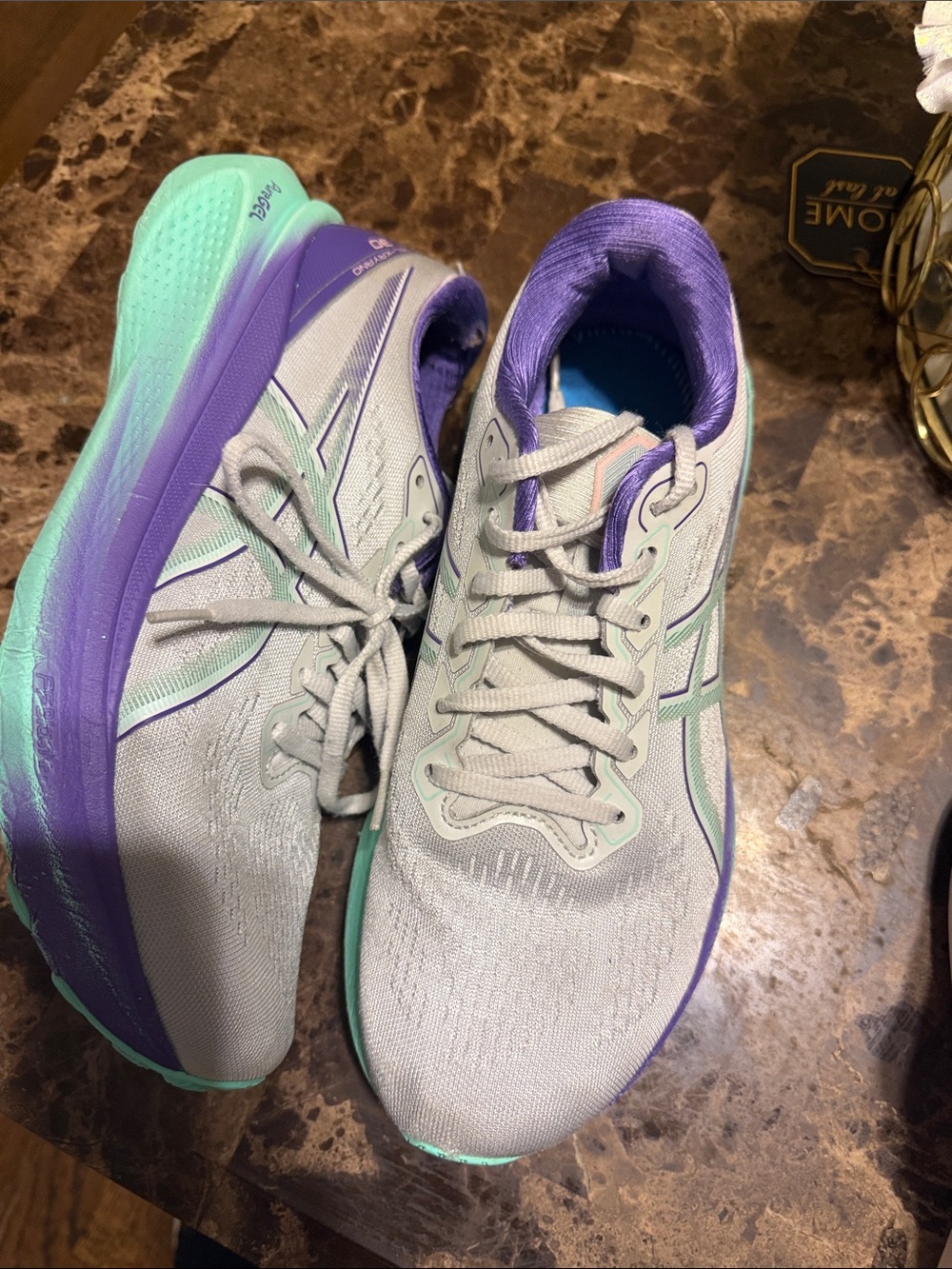 ASICS Women's Running Shoes - Light Gray, Purple & Mint